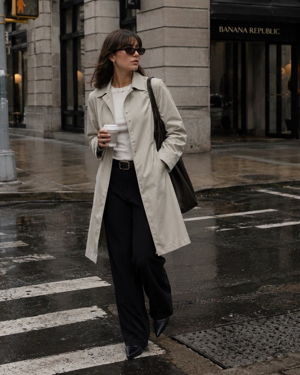 Banana Republic Water-Resistant Classic Trench Coat Khaki Y2K Raincoat Sz XS